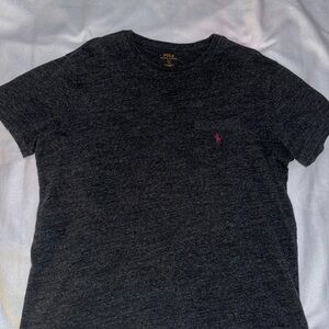 Polo by Ralph Lauren Men's Charcoal Tee with Pink Logo
